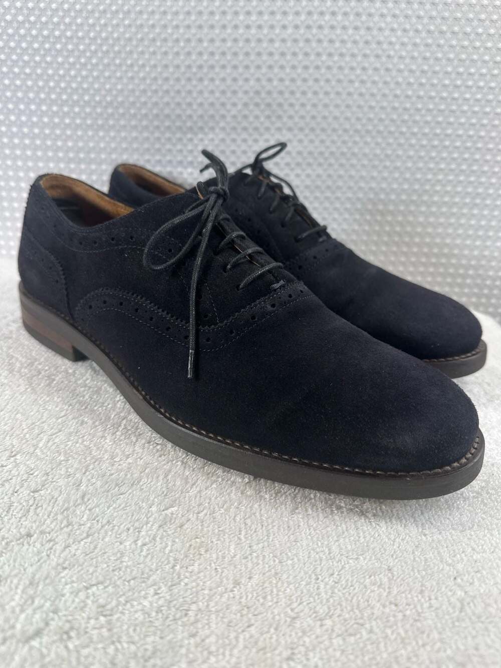 Massimo Dutti Black Suede Brogue Oxford Shoes Size 44